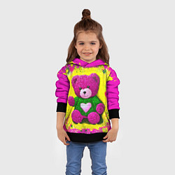 Толстовка-худи детская Розовый мишка в вязаном свитере, цвет: 3D-черный — фото 2