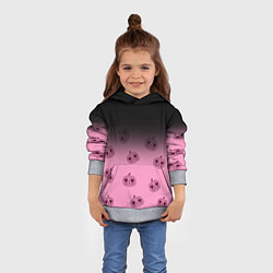Толстовка-худи детская Черно-розовый градиент и хэллоуинские тыквы паттер, цвет: 3D-меланж — фото 2