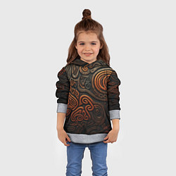 Толстовка-худи детская Асимметричный паттерн в викингском стиле, цвет: 3D-меланж — фото 2