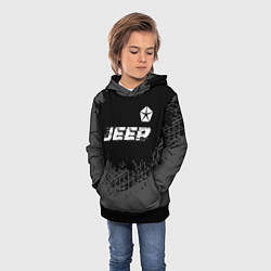 Толстовка-худи детская Jeep speed на темном фоне со следами шин посередин, цвет: 3D-черный — фото 2