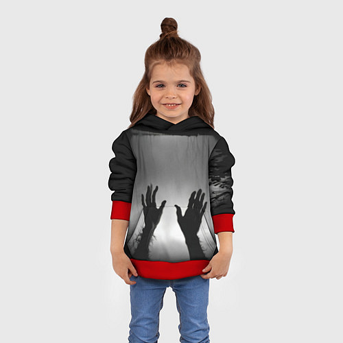 Детская толстовка Руки зомби в ночном тумане / 3D-Красный – фото 4