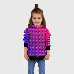 Толстовка-худи детская Пластиковые объемные квадраты, цвет: 3D-черный — фото 2