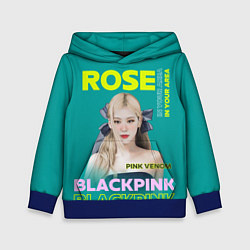 Толстовка-худи детская Rose - девушка певица из группы Blackpink, цвет: 3D-синий