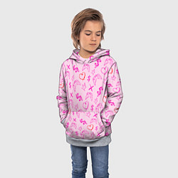 Толстовка-худи детская Паттерн - розовые граффити, цвет: 3D-меланж — фото 2