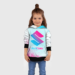 Толстовка-худи детская Suzuki neon gradient style, цвет: 3D-черный — фото 2