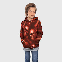 Толстовка-худи детская Красные черепа и кости, цвет: 3D-меланж — фото 2