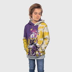 Толстовка-худи детская Пурпурный робот, цвет: 3D-меланж — фото 2