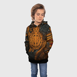 Толстовка-худи детская Узор в скандинавском фолк-арт стиле, цвет: 3D-черный — фото 2