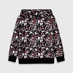 Толстовка-худи детская Текстура бело-бордовый пёстрая, цвет: 3D-черный