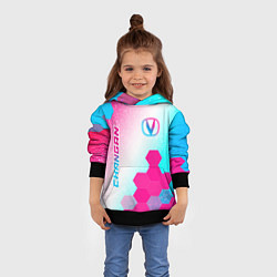 Толстовка-худи детская Changan neon gradient style вертикально, цвет: 3D-черный — фото 2