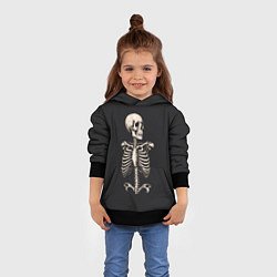 Толстовка-худи детская Скелет улыбается, цвет: 3D-черный — фото 2