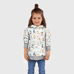 Толстовка-худи детская Акварельные сказочные лесные звери от нейросети -, цвет: 3D-меланж — фото 2