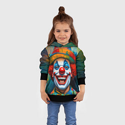 Толстовка-худи детская Нейросеть - Хэллоуин безумный клоун, цвет: 3D-черный — фото 2