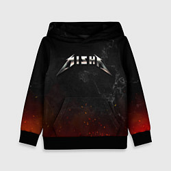 Толстовка-худи детская Миша в стиле Металлика - искры и огонь, цвет: 3D-черный