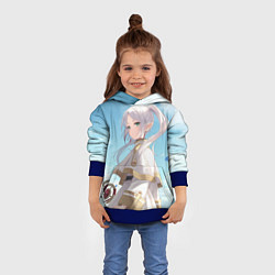 Толстовка-худи детская Фрирен и небо - эльфийка, цвет: 3D-синий — фото 2