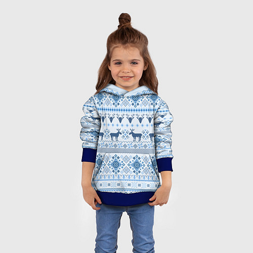 Детская толстовка Blue sweater with reindeer / 3D-Синий – фото 4