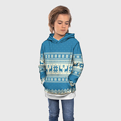 Толстовка-худи детская Sweater with deer on a blue background, цвет: 3D-белый — фото 2