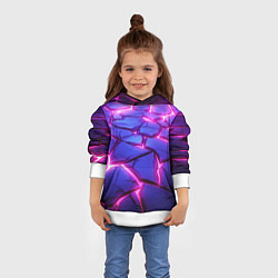 Толстовка-худи детская Неоновые фиолетовые камни со свечением, цвет: 3D-белый — фото 2