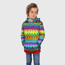Толстовка-худи детская Разноцветные волнистые узоры, цвет: 3D-красный — фото 2