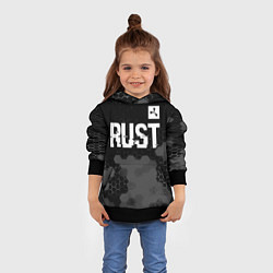 Толстовка-худи детская Rust glitch на темном фоне посередине, цвет: 3D-черный — фото 2