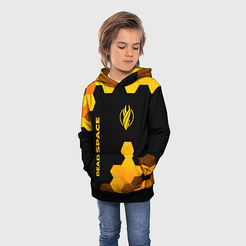 Детская толстовка Dead Space - gold gradient вертикально / 3D-Черный – фото 3