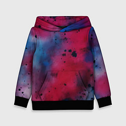 Толстовка-худи детская Акварельные брызги в розовом, цвет: 3D-черный