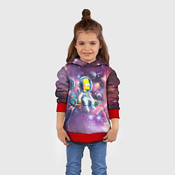 Толстовка-худи детская Барт Симпсон со скейтбордом в космосе, цвет: 3D-красный — фото 2