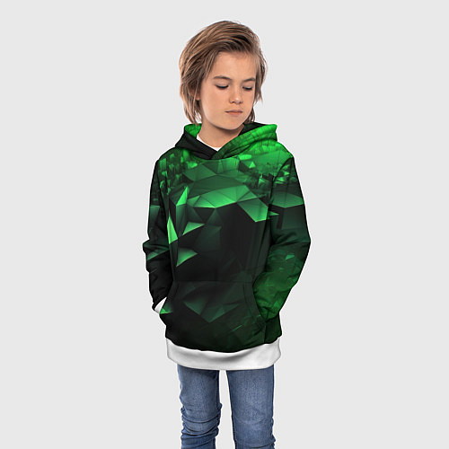 Детская толстовка Видение зеленого в абстракции / 3D-Белый – фото 3
