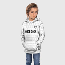 Толстовка-худи детская Watch Dogs glitch на светлом фоне посередине, цвет: 3D-белый — фото 2