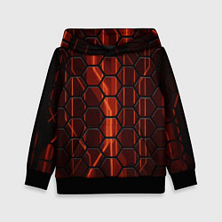 Толстовка-худи детская Огненные шестигранники соты, цвет: 3D-черный