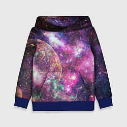 Толстовка-худи детская Пурпурные космические туманности со звездами, цвет: 3D-синий