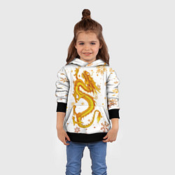 Толстовка-худи детская Золотой дракон в снежинках, цвет: 3D-черный — фото 2