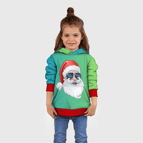 Детская толстовка Дед Мороз в очках / 3D-Красный – фото 4