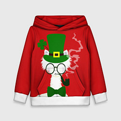 Толстовка-худи детская Лама - альпака в день Патрика, цвет: 3D-белый