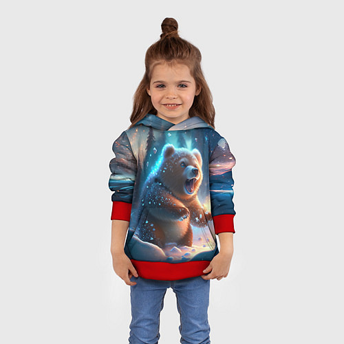 Детская толстовка Полярный мишка / 3D-Красный – фото 4