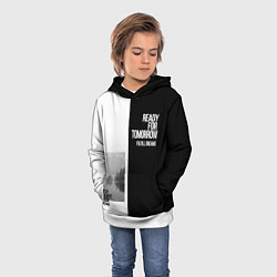 Толстовка-худи детская Чёрно белый Stay always close be a guide мечты, цвет: 3D-белый — фото 2