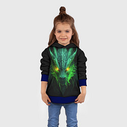 Толстовка-худи детская Светящийся зеленый дракон 2024, цвет: 3D-синий — фото 2