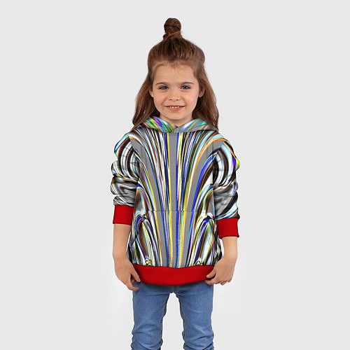 Детская толстовка Струйчатый перламутровый узор / 3D-Красный – фото 4