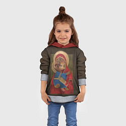 Толстовка-худи детская Икона котоматери, цвет: 3D-меланж — фото 2