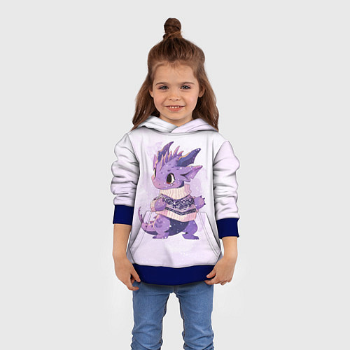 Детская толстовка Милый фиолетовый дракон / 3D-Синий – фото 4