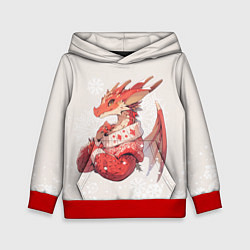 Толстовка-худи детская Красный дракон в свитере, цвет: 3D-красный