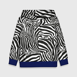 Толстовка-худи детская Шкура зебры черно - белая графика, цвет: 3D-синий