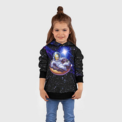Толстовка-худи детская Космонавт Гомер Симпсон на пончике - нейросеть, цвет: 3D-черный — фото 2