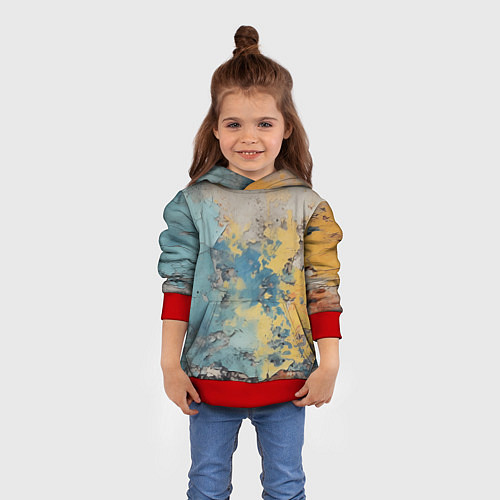 Детская толстовка Гранжевая стена с краской / 3D-Красный – фото 4