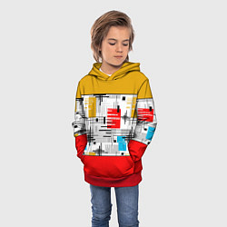 Толстовка-худи детская Узор красного горчичного цвета, цвет: 3D-красный — фото 2