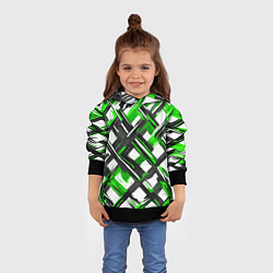 Толстовка-худи детская Зелёные и чёрные мазки, цвет: 3D-черный — фото 2