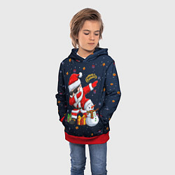 Толстовка-худи детская Санта Клаус и снеговик, цвет: 3D-красный — фото 2
