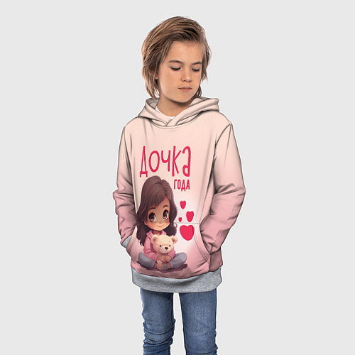 Детская толстовка Любимая дочка года / 3D-Меланж – фото 3