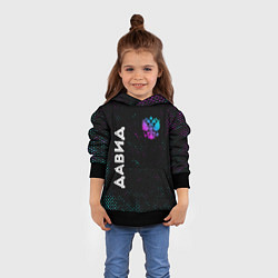 Толстовка-худи детская Давид и неоновый герб России вертикально, цвет: 3D-черный — фото 2