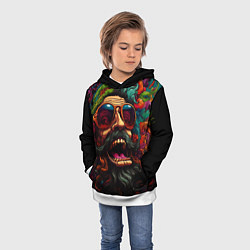 Толстовка-худи детская Дед мороз хиппи, цвет: 3D-белый — фото 2